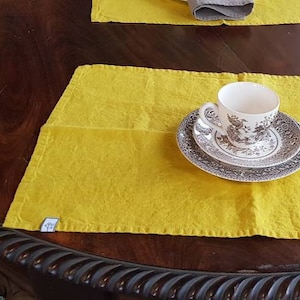 Chartreuse linen placemats