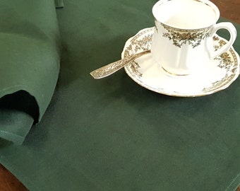 Forest Green Placemats, Linen Placemats, Table Linens, Green Linens