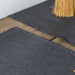 Gray linen placemats
