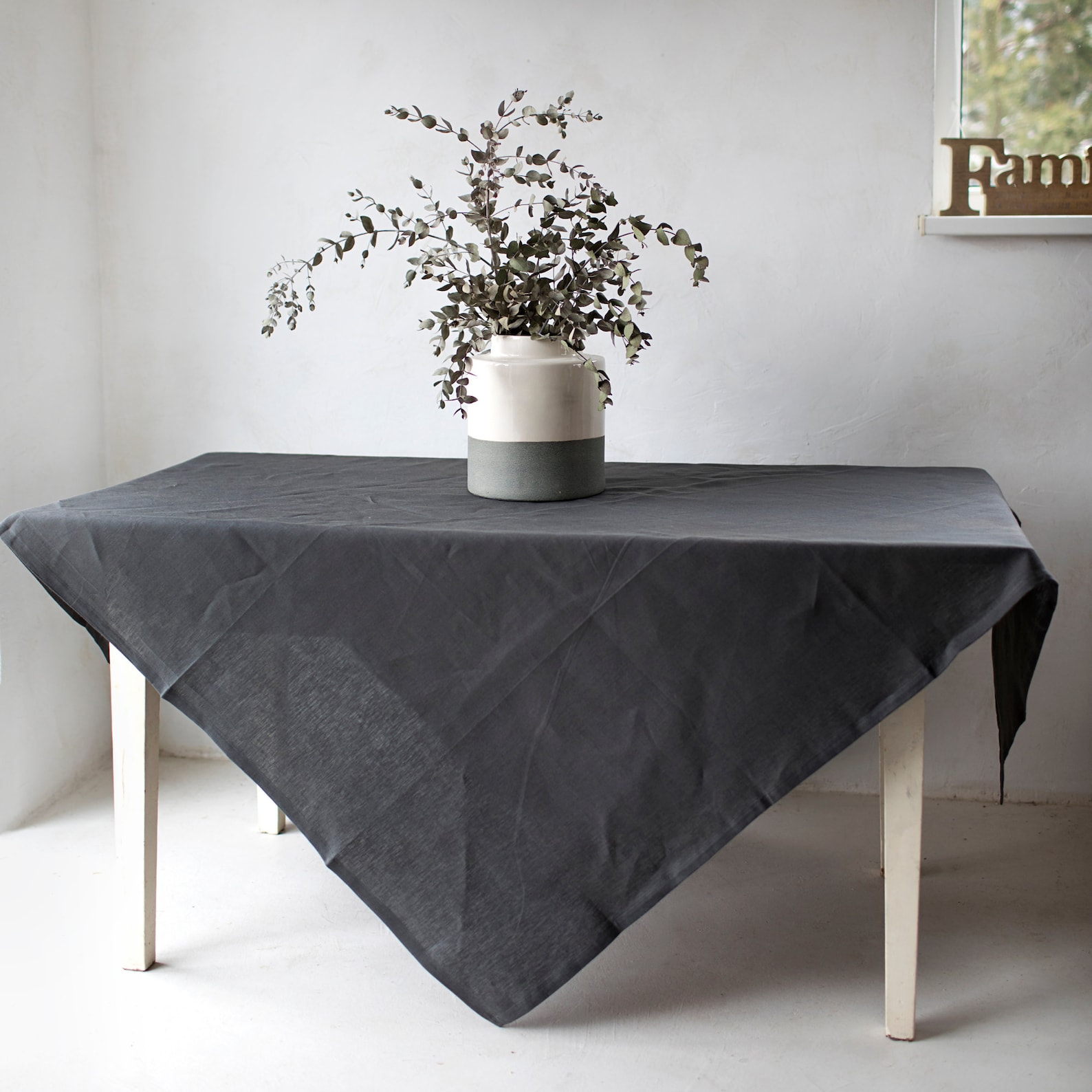 Forest Green Linen Tablecloth, Moss Green Tablecloth, Eco Linen Table