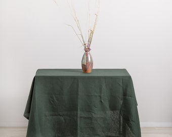 Forest Green Linen Tablecloth, Moss Green Tablecloth, Pure Linen Tablecloth, Hard Linen, Natural Table Linens