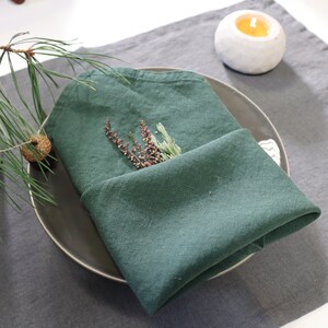 Soft Linen Napkins Green, Sustainable Table Decor, Softened Party Napkins, Stone Washed Linen Napkins, Linen Table Napkins