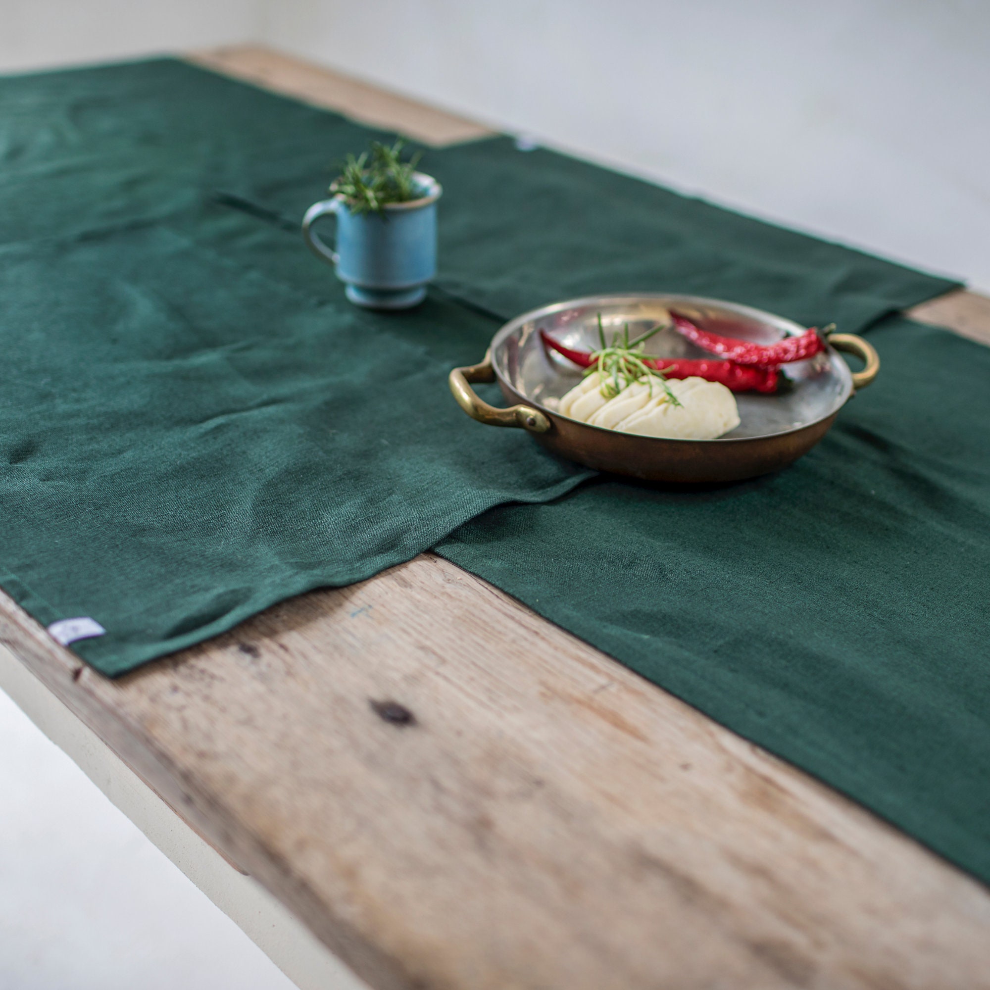 Forest Green Linen Table Runner Wide Linen Table Runner Etsy