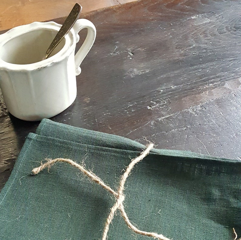 Green Linen Placemats Set of 24681012, Linen Table Cloth