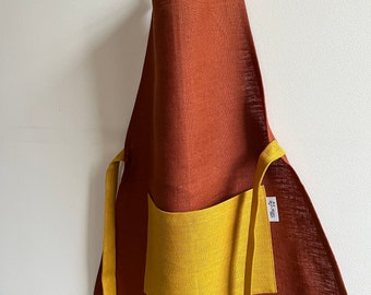 Delantal de lino colorido: mono unisex para cocina o jardín