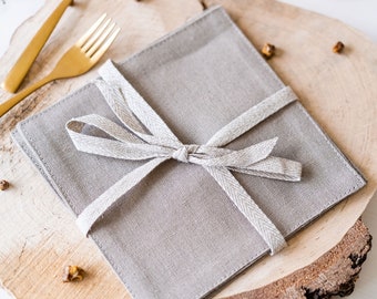 Handmade Linen Coasters Set: Natural Beige Drink Coasters