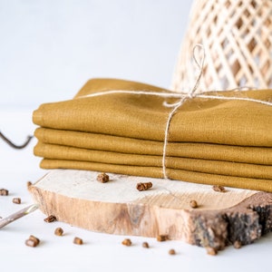 Mustard Linen Placemats Set of 4, Mustard Linen Table Cloth from Organic Linen image 1