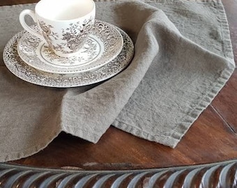 Softened Linen Placemats, Pre Washed Table Linens, Washed Linen Place Mats, Pure Linen Set of Placemats