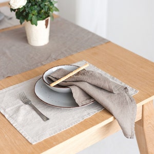Small Natural Linen Placemats, Stone Washed Linen Placemats, Set of 2-4-6