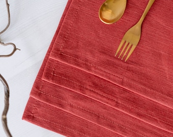 Red Ochre Linen Placemats Set of 6 or 2 from Organic Linen