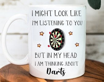 Darts Mug - Darts Gift - Darts Lover Gift - Gift for Darts Player - Darts Coaster - Funny Mug - Gift for Him - Gift for Dad - Father's Day