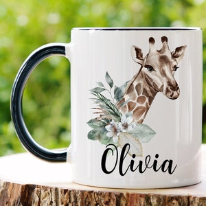 9GIFT4YOU Giraffe Coffee Tumbler Floral Travel Mug With Lid Cute