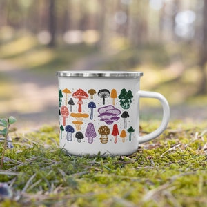 Mushroom Mug - Nature Mug - Mushroom Gift - Forest Mug - Enamel Mushroom Mug - Cottagecore