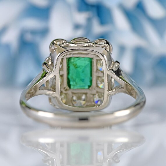 Emerald & Diamond Platinum Rectangular Cluster Ri… - image 6