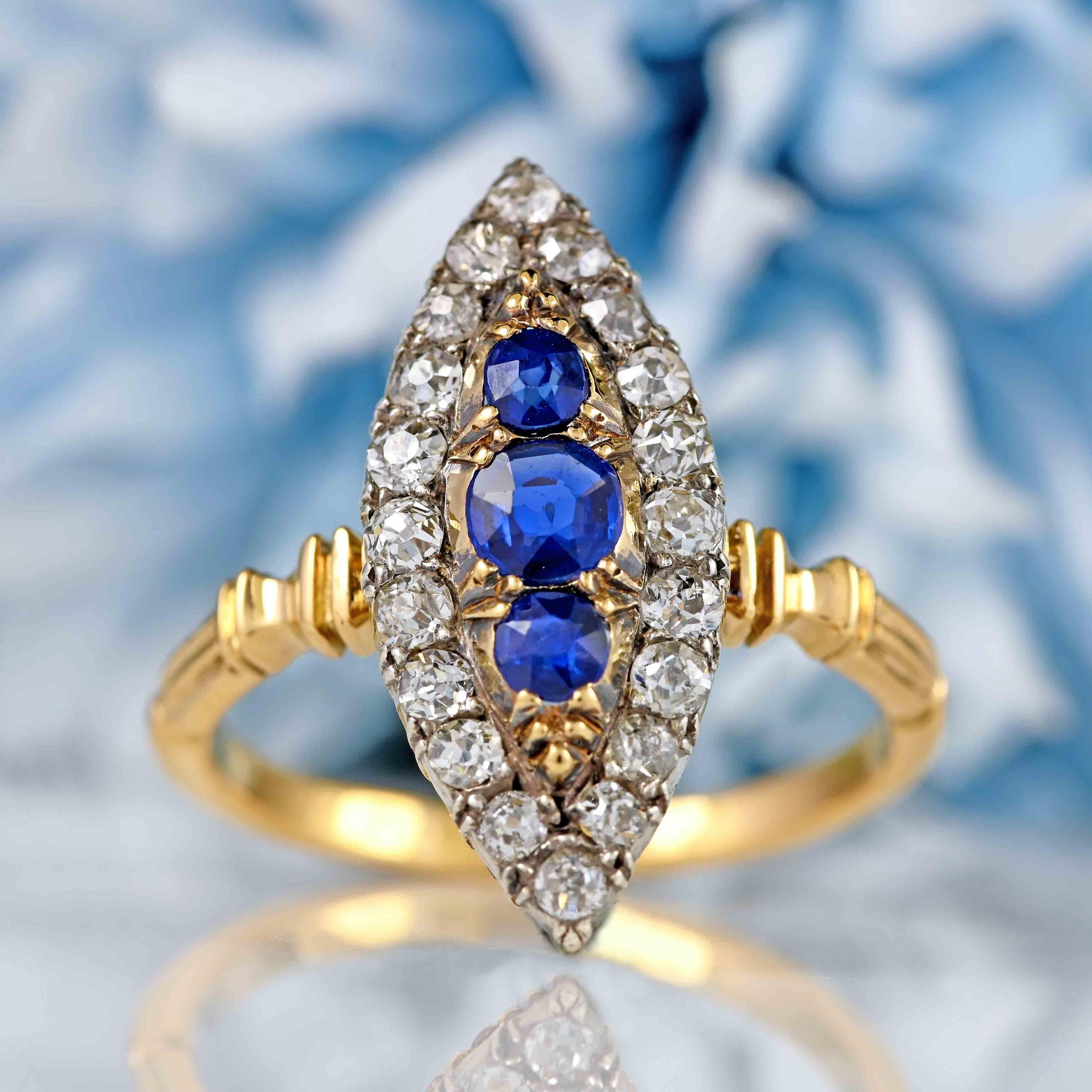 Bague marquise victorienne en or 18 carats et diamants France