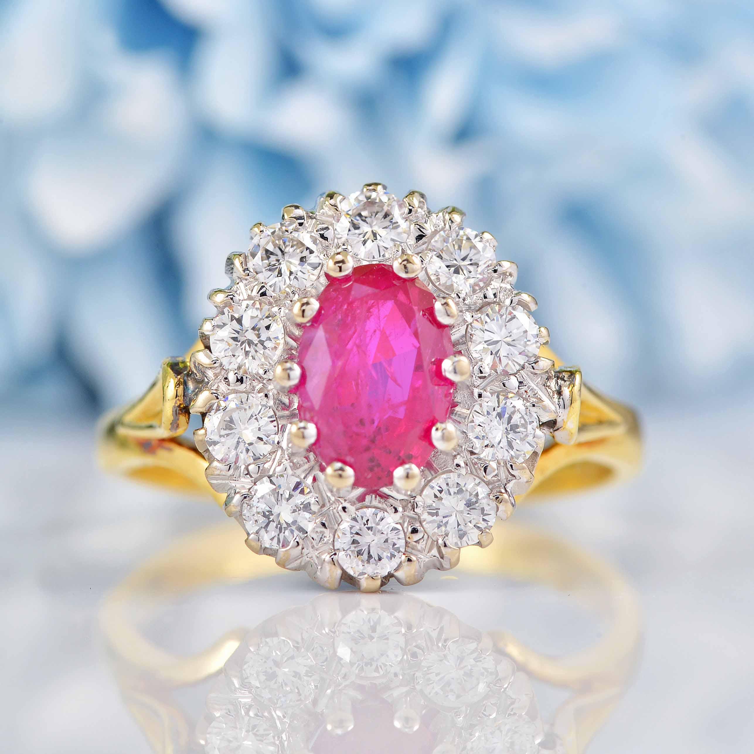 Ruby diamond cluster ring discount