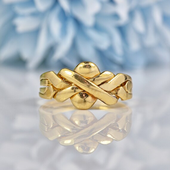 Vintage 18ct Yellow Gold Fourpiece Puzzle Ring Etsy