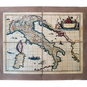 イタリアの地図、古代の地図作成、手作り、古代の折り方