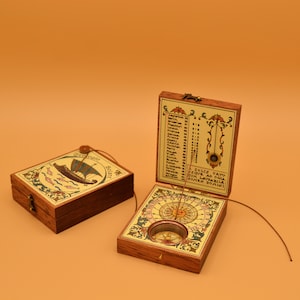 Sundial Diptych, Meridiana, solar watch handmade reproduction gnomonics astronomy navigation exploration