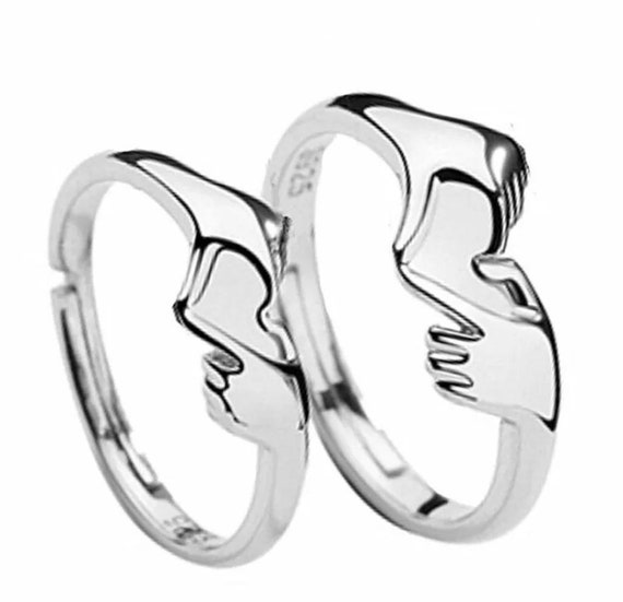 Creative Silver Colour Heart shaped Refill Couple Ring Men and