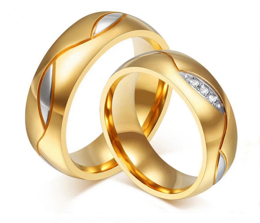 Paar ringen voor vrouwen mannen gouden verlovingsring mode Etsy Nederland