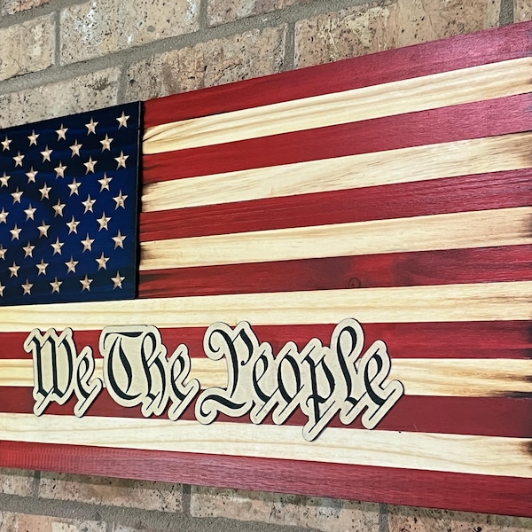 American Wooden Flag "We The People" Medium 25x13 inches