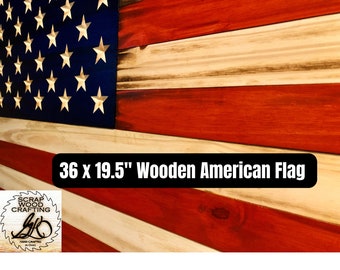 Large (36"x19.5") Rustic Wooden American Flag