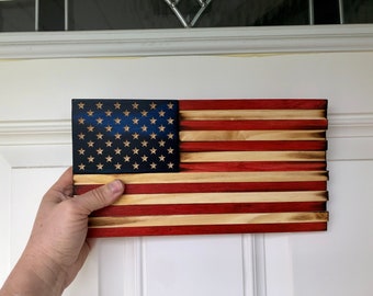 Shelf Door Wreath Size Rustic Wooden American Flag