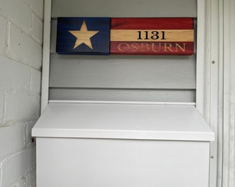 Small Porch Rustic Wooden America Flag Mailbox Address Sign