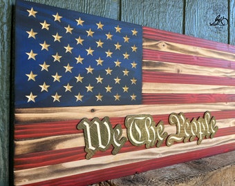 American Wooden Flag "We The People" (25"x13")