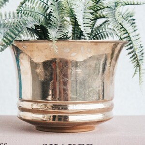 Vintage Brass Planter Accent Cachepot with Textured Embossed Detail | Handpoured Candle Vessel | Mid Century Brutalist Primitive Farmhouse