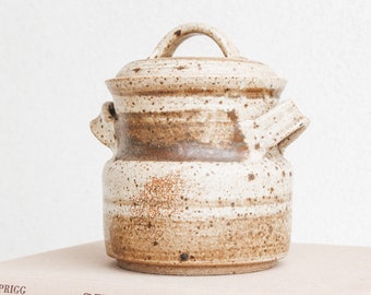 Vintage Handmade Glazed Studio Pottery Accent Vessel Lidded Canister Box Jar Catch All Trinket Tray | Signed &quot;Erika&quot; | Scandi Boho MCM