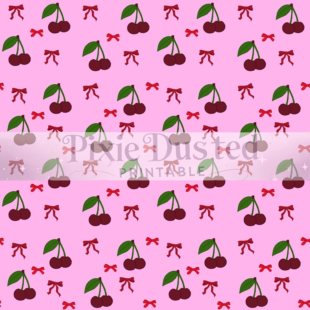 Cherry Cola Dark Cherry Girly Seamless Pattern Digital Download, Dark ...