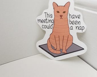 Orange Cat Sticker, Silly Cat, Workplace Humor, Gag Gift, Gift for Coworker, Gift for Cat Lover, Laptop sticker, Sticker for Water Bottle
