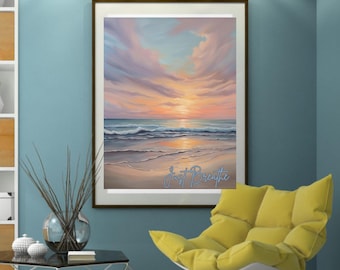 Just Breathe Inspirational Relaxing Calming Wall Art Beach Sunset/Home Wall Art/Gifts