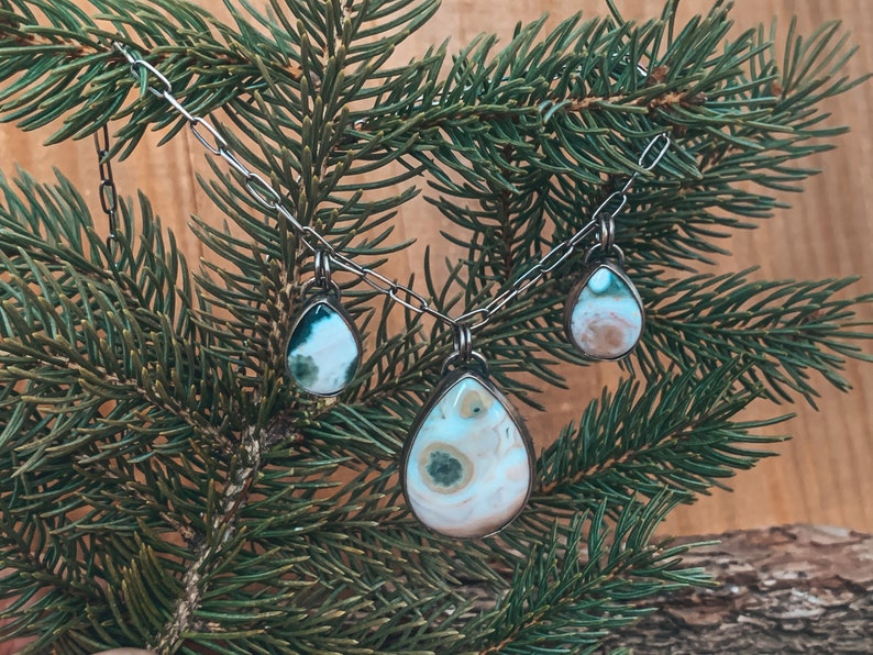 Sterling Silver Choker Style Necklace Ocean Jasper Silver Choker Necklace Ocean Jasper Necklace Statement Necklace Multi Stone Necklace