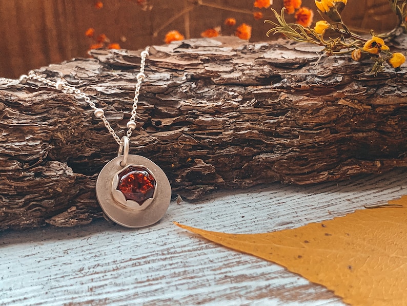 Nature Jewelry Amber Charm Necklace Dainty Amber Necklace Natural Amber Necklace Fall Jewelry Sterling Silver Necklace