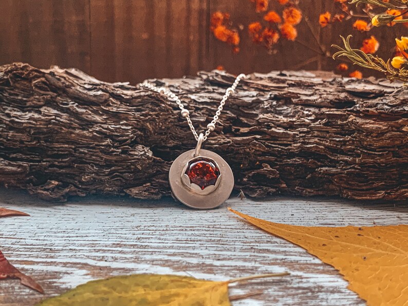 Nature Jewelry Amber Charm Necklace Dainty Amber Necklace Natural Amber Necklace Fall Jewelry Sterling Silver Necklace