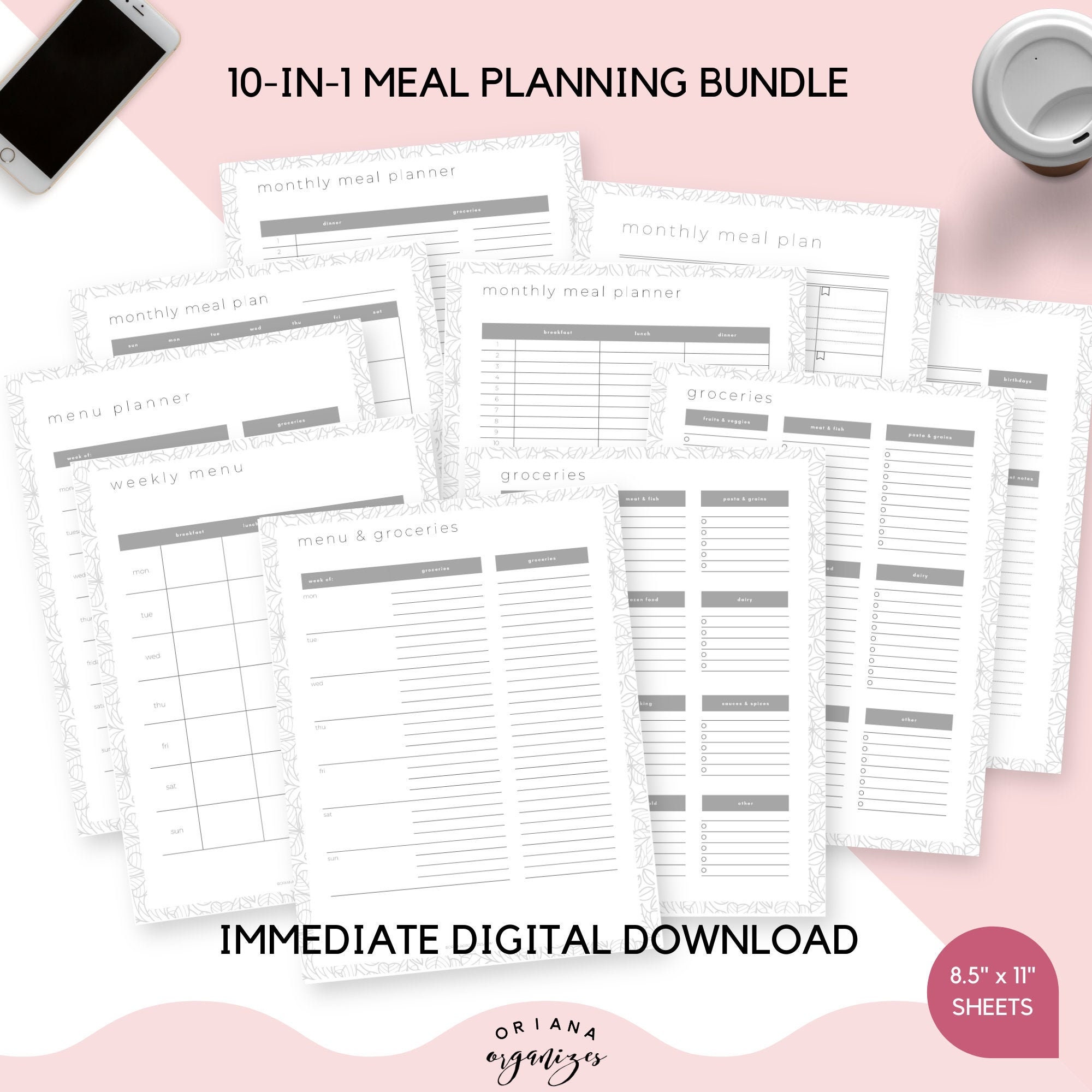 Ultimate Meal Planning Printable Worksheet Bundle Instant Download - Etsy