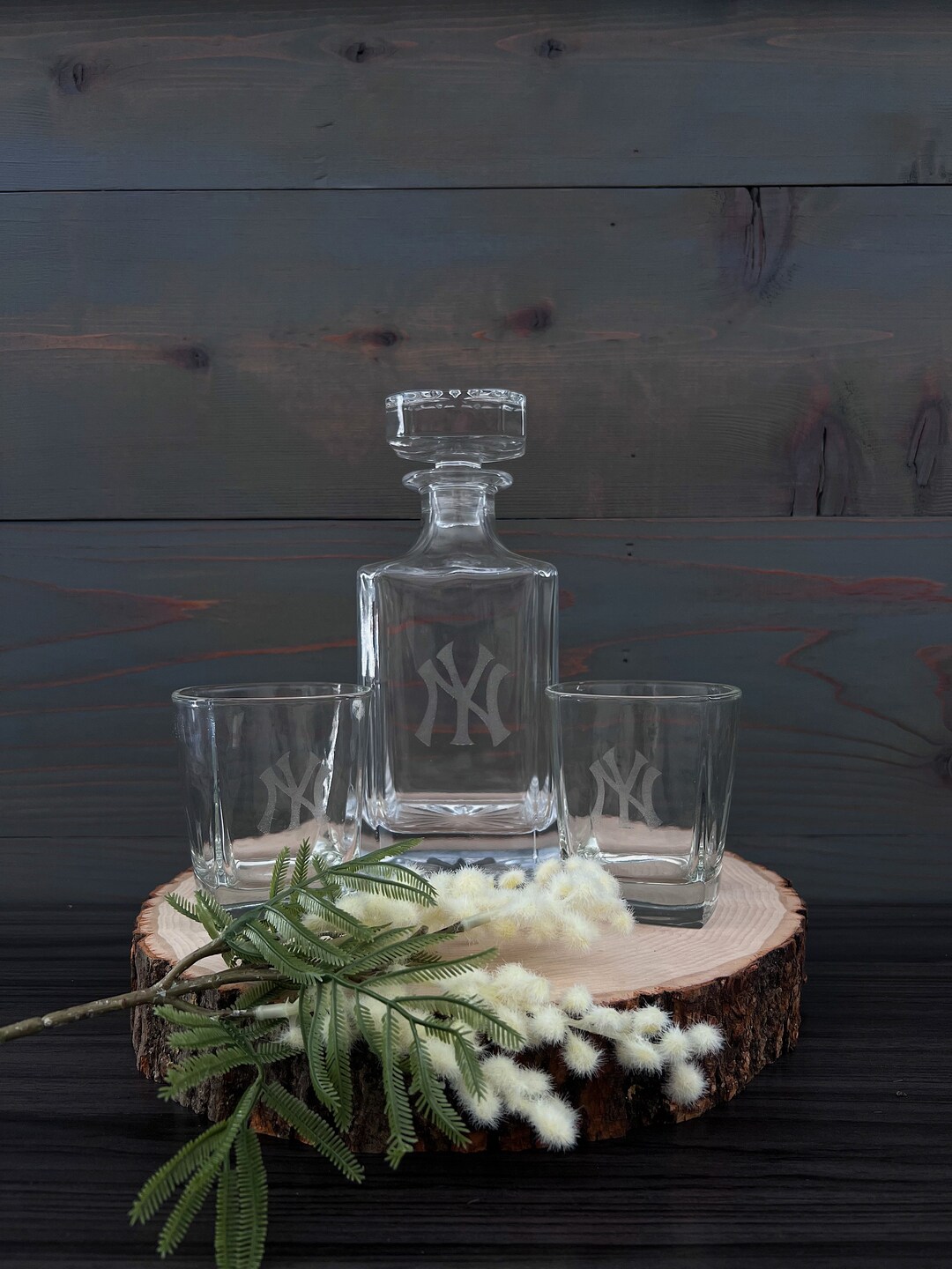 NY Yankees Decanter and Whiskey Wedge Set Etsy