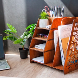Desk organizer wood,Office desk organizer,Wooden display rack,Document organizer wood,Office desk storage,Wooden desk organizer