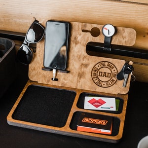 Wooden docking station personalized, Fathers day charging station, Fathers day gift docking station, Fathers day gift docking station