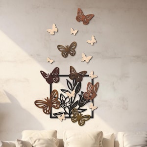 Wooden butterfly wall art set, Butterfly decor nursery handmade,Wood butterfly decor,Butterfly wall hanging,Butterfly decor kitchen & dining