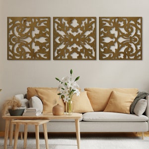 Wood carving wall art, Botanical wood wall art, Moroccan wood panel, Ornate wood decor, Openwork wall decor, Wood wall panels, Wall paneling