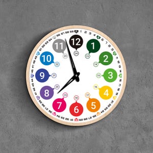 Wooden clock educational, Learn to tell time, Kids learning clock, Silent wall clock, Non ticking clocks,Time telling clock,Montessori clock