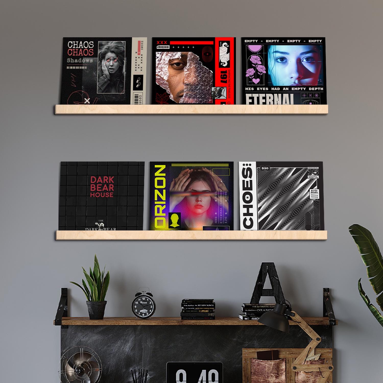 ビニールレコード棚、フローティングレコード棚、ビニールレコード