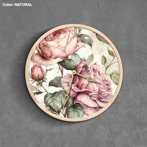 Reloj de rosas, Reloj de pared con flores, Reloj de pared floral, Reloj de pared natural, Reloj de pared botánico, Reloj de pared Cottagecore, Reloj de pared decorativo