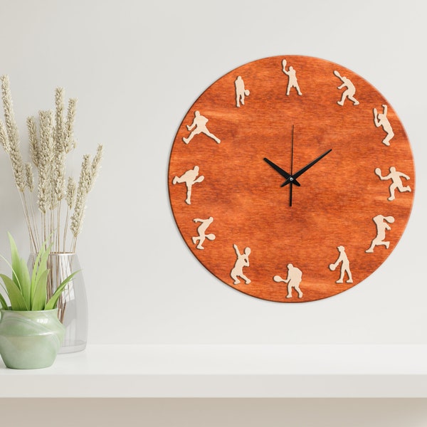 Tennis wall clock,Tennis wall decor,Tennis wood wall clock,Tennis clock,Tennis wall art,Wooden wall clock