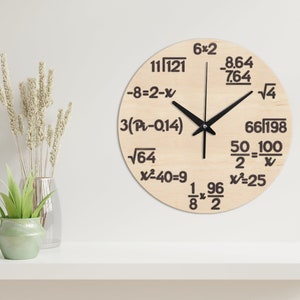 Mathematics wall clock,Mathematics wall art,Mathematics gifts,Math equation wall clock,Teacher gifts wood clock,Wooden wall clock