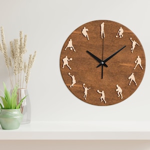 Basketball clock, Wooden wall clock large, Sports wall clock, Wall clock for men, Basketball wall decor, Wood wall clock,Basketball gift men